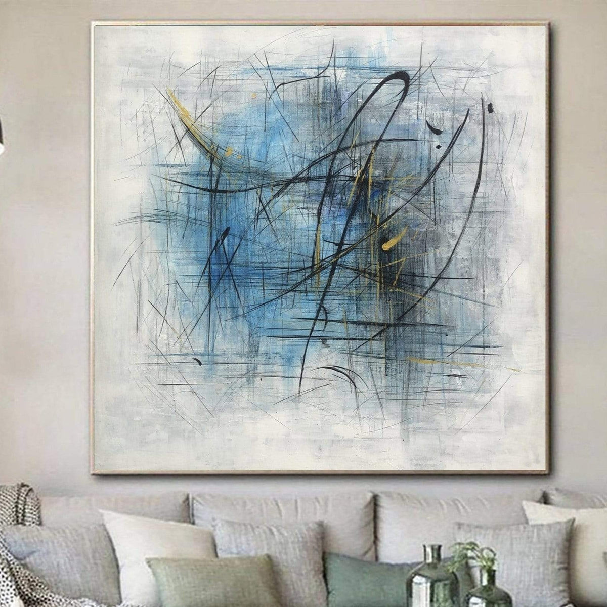 Large Acrylic Painting Blue Abstract Paintings On Canvas Modern Wall A