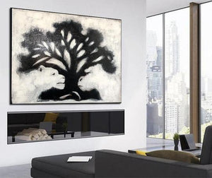 6 Black and White Tree Paintings
