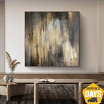 Gold Leaf Acrylic Painting Original Wall Art Textured Wall Hanging Decor for Living Room | GOLDEN GLOW 40"x40"