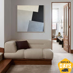 Abstract Squares Oil Painting Original Modern Wall Art Geometric Artwork Decor for Bedroom | GRAY SLOT 40"x40"