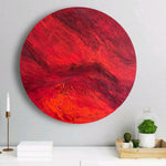 Abstract Red Oil Painting Original Colorful Wall Hanging Artwork Modern Round Decor for Home | RED ABYSS