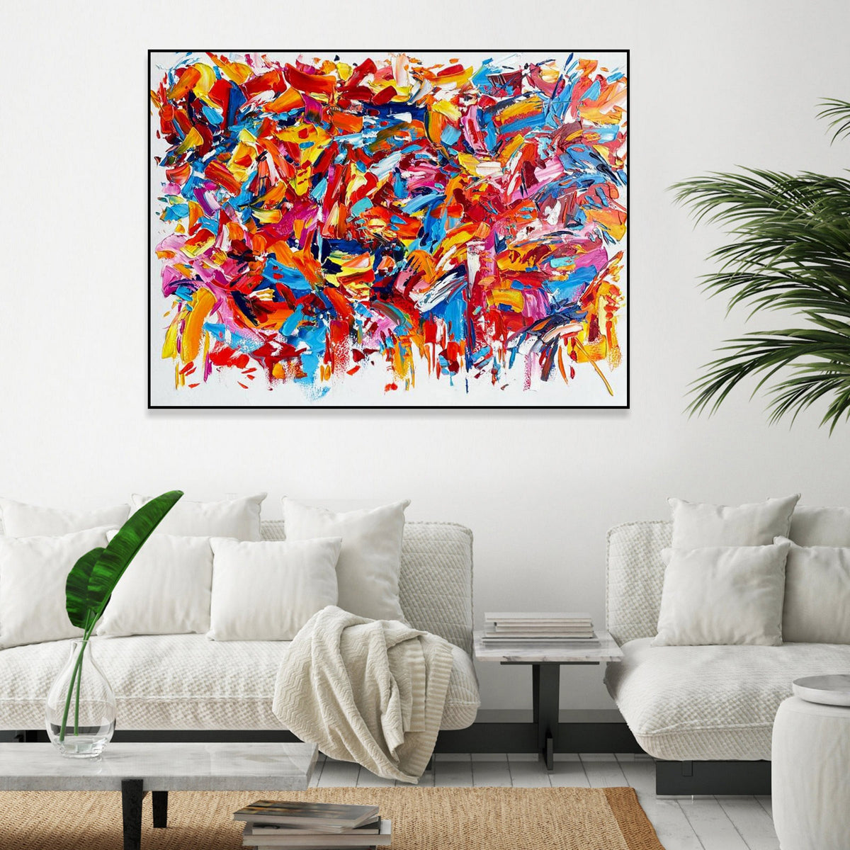 Abstract Painting on Canvas Original Colorful Wall Art Heavy Textured ...