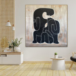 Original Couple In Love Acrylic Painting Abstract Human Wall Art Black and Beige Artwork Decor | FOREVER LOVE