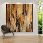 Original Brown Painting On Canvas Modern Wooden Style Wall Art Abstract Artwork Decor for Home | WOODEN MAGIC