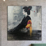 Invoice for GEISHA painting in size 32"x32" stretched with black-gold frame for John