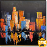 CITY LIGHTS REFLECTED 40"x40"