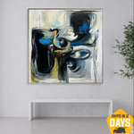 Abstract Oil Painting Original Canvas Art Painting Contemporary Art Painting Canvas Modern Painting Acrylic Frame Painting | MIDNIGHT ECHOES 45.6"x45.6"