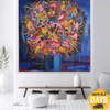 Exclusive Bouquet Of Flowers Original Handmade Painding Colorful Wall Art Frame Modern Abstract Painting Contemporary Art | SHAPPIRE BOUQUET 46"x46"