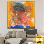 Colorful Spots Painting On Canvas Large Abstract Washed out Colors Creative Textured Painting Wall Art for Living Room Decor | AMNESIA 50"x50"