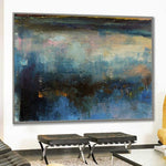 Large Oil Painting Original Canvas Navy Blue Painting Black Wall Art Acrylic Painting | SEA KINGDOM
