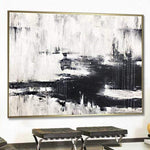Oversized Wall Art Canvas Black And White Painting Contemporary Art Painting | WINTER NIGHT