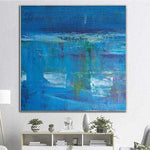 Extra Large Painting On Canvas Modern Blue Abstract Painting Wall Oil Painting | MARVELOUS POND