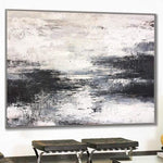 Abstract Oil Painting Oversized Artwork Black And White Painting On Canvas | FOGGY MORNING
