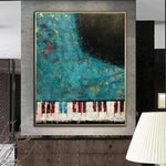 Oversized Wall Art Piano Abstract Painting Contemporary Art Acrylic Painting Modern Blue Wall Art Texture Painting | MIRACLE SOUNDS