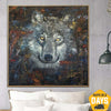 Abstract Wolf Paintings On Canvas Original Realistic Painting Wolf Wall Art Animal Artwork Wild Animal Living Room Decor | PACK LEADER 27.55"x27.55" - Trend Gallery Art | Original Abstract Paintings