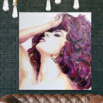 Original Abstract Woman Painting On Canvas Modern Female Fine Art Impasto Painting Sexy Woman Portrait Wall Art | CURLY LADY