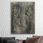 Large Abstract Painting on Canvas Monochrome Wall Art Gold Artwork Heavy Textured Painting Unique Artwork for Aesthetic Room Decor | LAVA