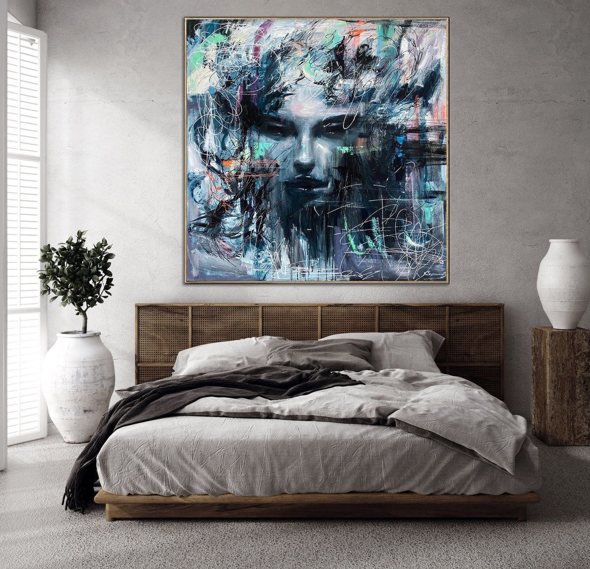 Extra Large Acrylic Abstract Woman Paintings On Canvas Modern Colorful ...