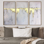 Abstract  Original Painting On Canvas Gray Abstract Painting Gold Leaf Painting | GOLDEN WATERFALL