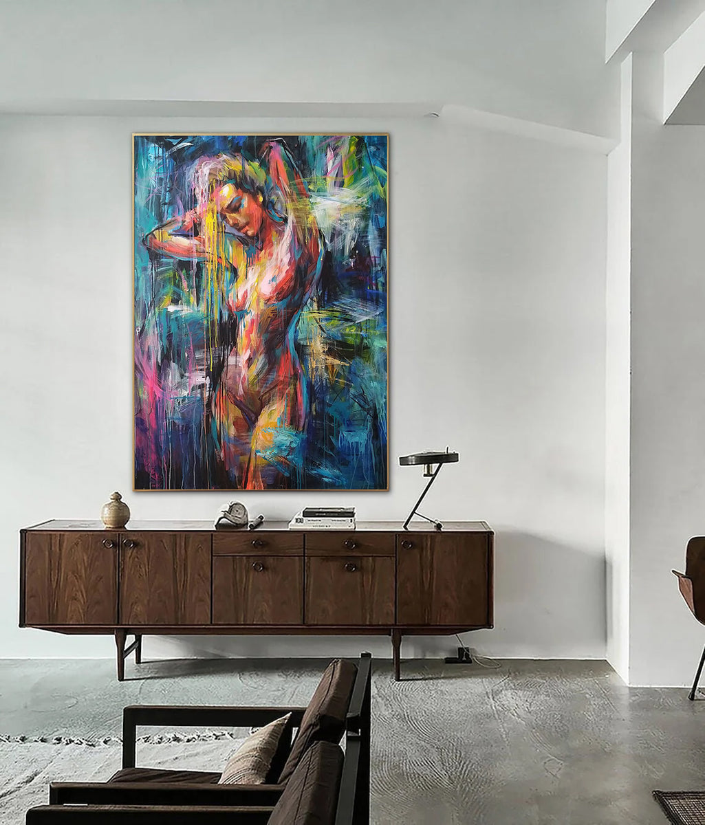 Large Abstract Figurative Art Original Colorful Sexy Woman Paintings On ...