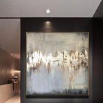 Oversized Original Abstract Silver Leaf Art Modern Wall Art |  STRIP OF LUCK