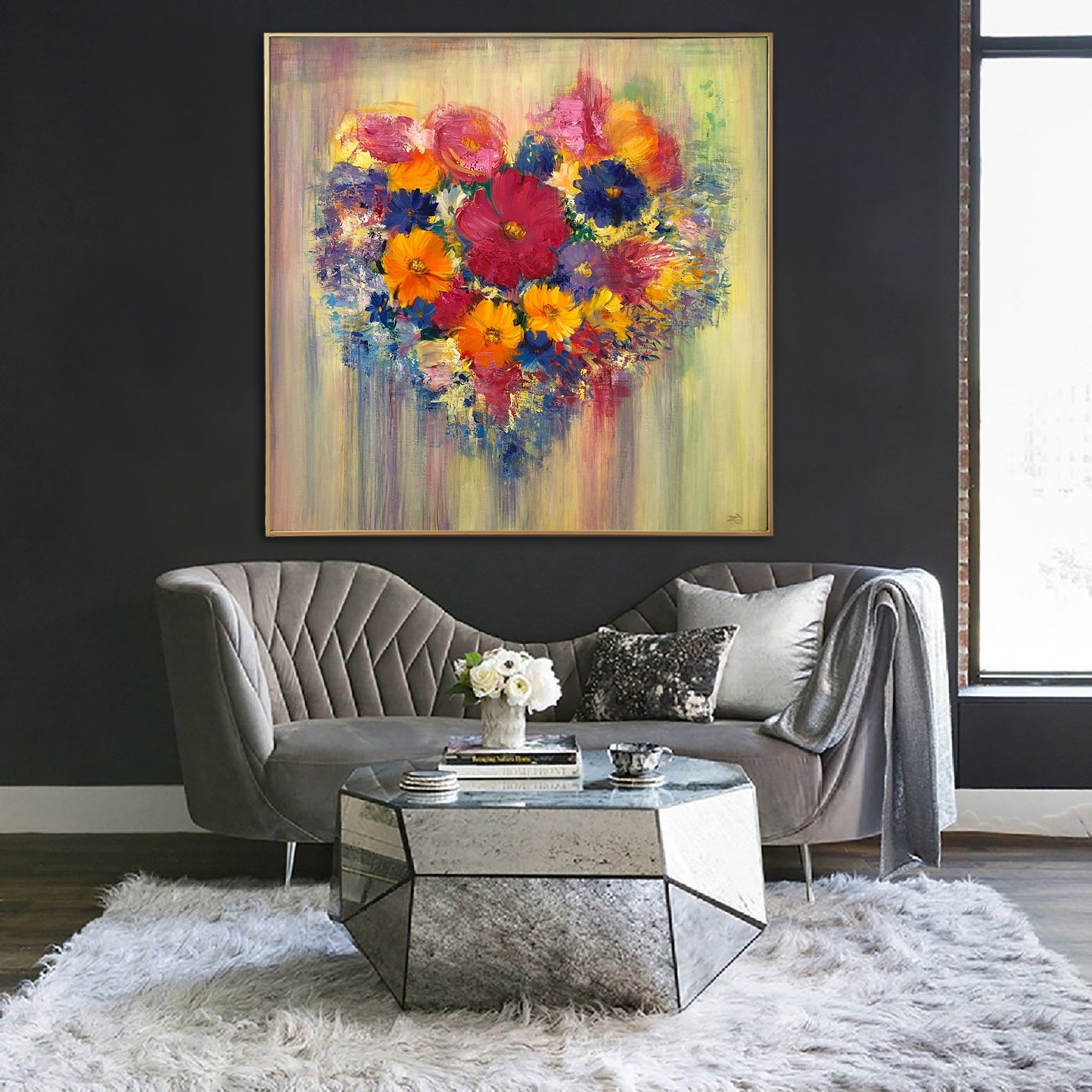 Hand Painted White Flower Oil Painting On Canvas Modern Snow White Plum