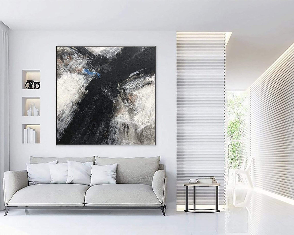 Abstract Black And White Paintings On Canvas 40x40