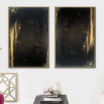 Large Original Gold Leaf Painting Set Of 2 Artwork Black Wall Painting Oversized Paintings On Canvas Creative Texture Art | DARK REFLECTION