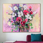Large Original Abstract Flowers Painting On Canvas Colorful Floral FIne Art Textured Painting Acrylic Oil Painting | FLORAL REFLECTION