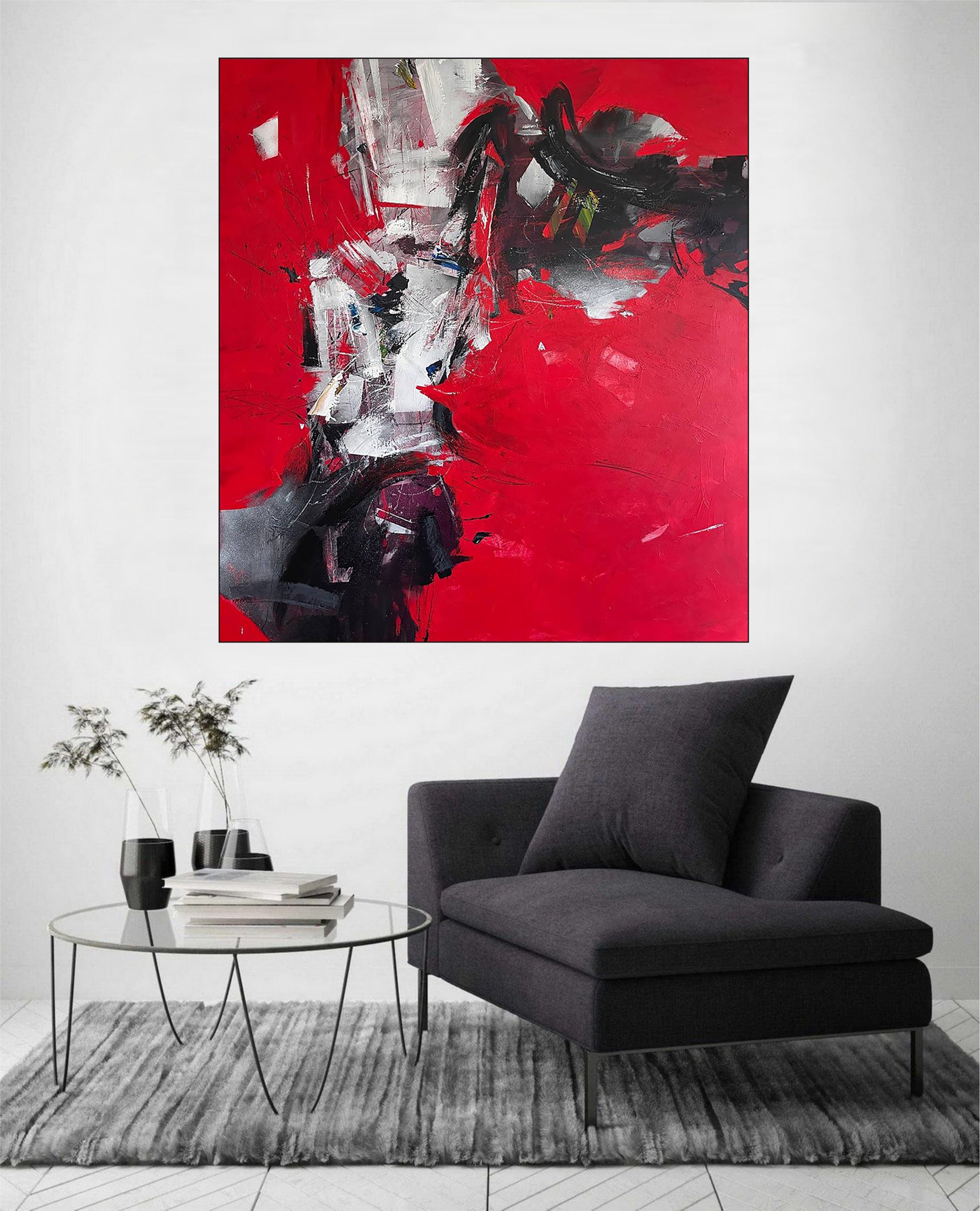 Original Red Paintings On Canvas, Abstract Expressionist Art, Textured, Trend Gallery Art Great Britain – Trendgallery