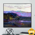 Abstract Purple Landscape Paintings On Canvas Original Minimalist Art Creative Oil Painting for Home Wall Decor | DEPTH OF NATURE 290 39.4"x45.3"