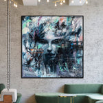 Extra Large Acrylic Abstract Woman Paintings On Canvas Modern Colorful Wall Art Original Human Fine Art | DEEP IMPRESSION