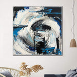 Abstract Oil Painting Canvas Navy Blue Painting Pour Painting Contemporary Art Abstract Maelstrom Painting Hanging Decor | MAELSTROM OF LIFE
