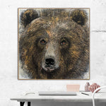 Original Bear Painting Abstract Bear Wall Art Realistic Animal Portrait Monochrome Artwork Wild Animal Painting Contemporary Wall Art | KIND BEAR