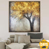 Extra Large Original Abstract Tree Paintings On Canvas Gold Nature Fine Art Modern Rich Textured Painting | GOLDEN TREE 15.7"x15.7" - Trend Gallery Art | Original Abstract Paintings