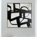 Abstract Black and White Paintings on Canvas, Original Franz Kline Style Painting, Textured Minimalist Artrowk Modern Wall Decor for Home | BLACK HONEYCOMBS