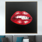 Red Lips Painting Sparkle Lips Wall Art Sexy Lips Painting Warm Red Lips Mouth Original Art Kiss Fashion Wall Art Lips Artwork | SPARKLING LIPS