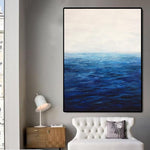 Large Abstract Blue Ocean Painting On Canvas Original Sea Wall Art Feng Shui Painting Wall Decor | ENDLESS OCEAN