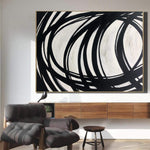Large Original Oil Abstract Painting Black And White Acrylic Painting On Canvas Modern Handmade Canvas Wall Painting | COURSE OF ACTIONS