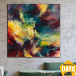 Abstract Expressionist Painting On Canvas Modern Fine Art Vivid Painting Handmade Artwork Сolorful Painting | VIVID SKY 46"x46"
