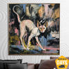 Original Cat Painting Canvas Vivid Artwork Sphynx Cat Wall Art Pet Painting Canvas Abstract Sphynx Cat Fine Art Contemporary Art | SPHYNX CAT 46"x46" - Trend Gallery Art | Original Abstract Paintings
