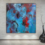 Extra Large Original Abstract Acrylic Artwork Blue Painting On Canvas Texture Fine Art Oil Painting Modern Artwork | BLUE CURACAO
