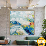 Large Abstract Colorful Paintings On Canvas Abstract Landscape Wall Art Original Handmade Painting Textured Wall Art | SMOOTH 32"x32"