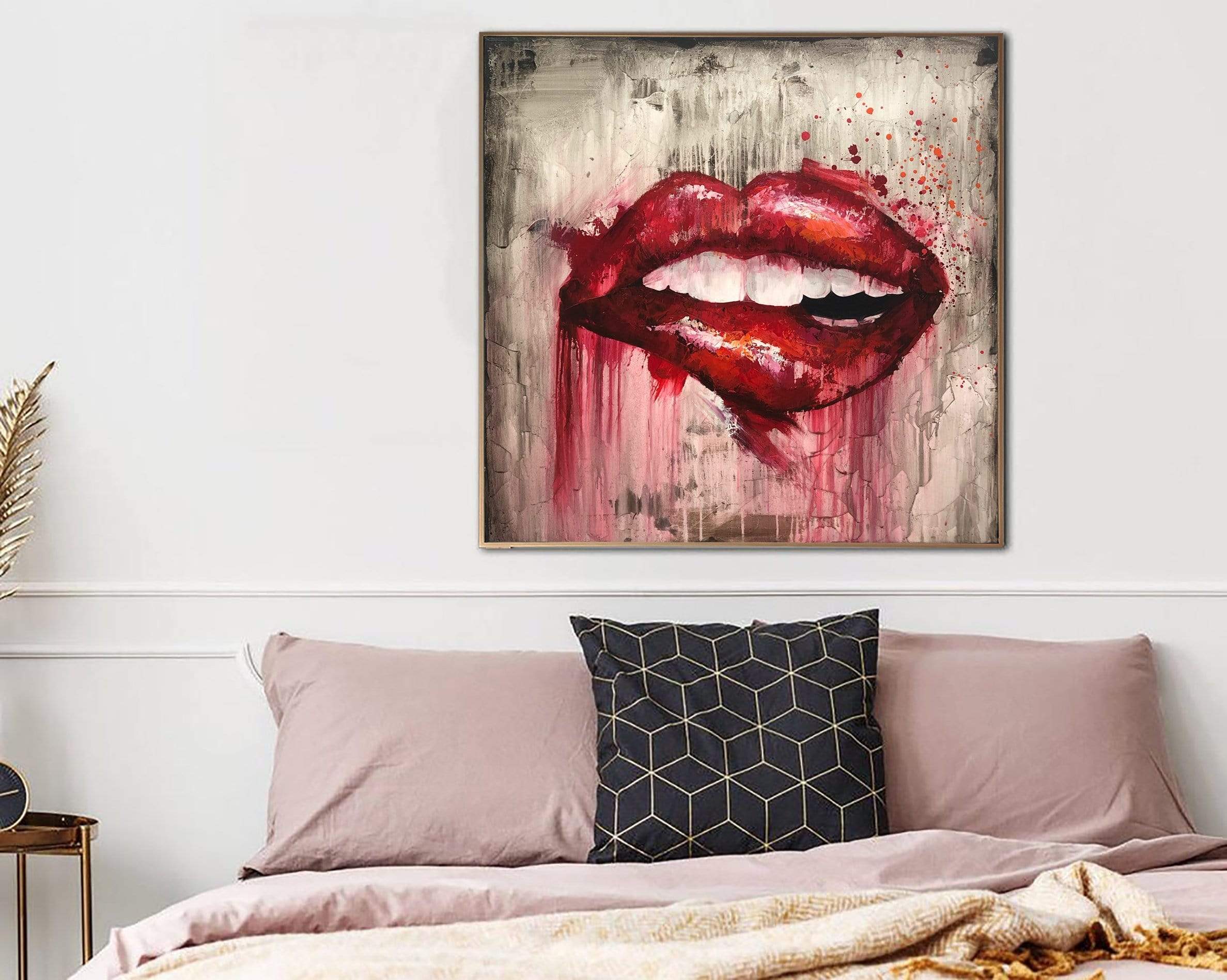 Red Lips Abstract Large Abstract Red Lips Paintings On Canvas Original Textured Fine Art ...