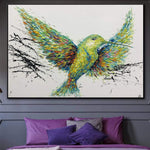 Original Paintings On Canvas Large Bird Painting Green Painting | SPRING HUMMINGBIRD