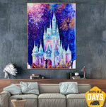 Abstract Castle Painting on Canvas Bright Wall Art Magical Artwork Original Impasto Painting Colorful Art for Nursery Decor | MAGIC CASTLE 40"x30"