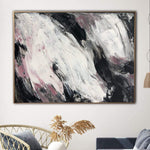 Black and White Wall Art Abstract Shapes Artwork Marble Painting Canvas Abstract Expressionism Art Pink Splash Canvas Textured Art | ICE SLOPE