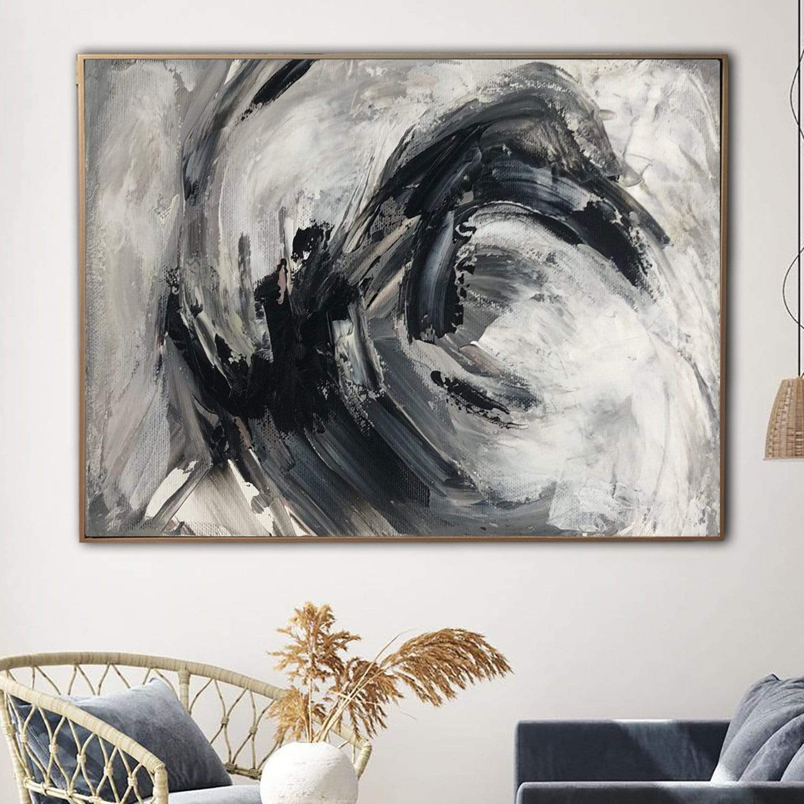 Abstract Oil Painting Canvas Black and White Wall Art Marble Canvas Art  Heavy Textured Artwork Grey Painting Contemporary Wall Art | WAVE APPROACH