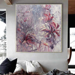 Extra Large Original Abstract Flowers Paintings On Canvas Acrylic Pink Painting Modern Fine Art Painting Nursery Wall Art | FLOWERS BLOOM
