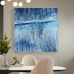 Abstract Seascape Painting On Canvas Original Blue Wall Art Modern Artwork for Living Room | OCEAN FRONTIER
